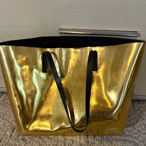Marni Gold Tote Bag with Black Straps